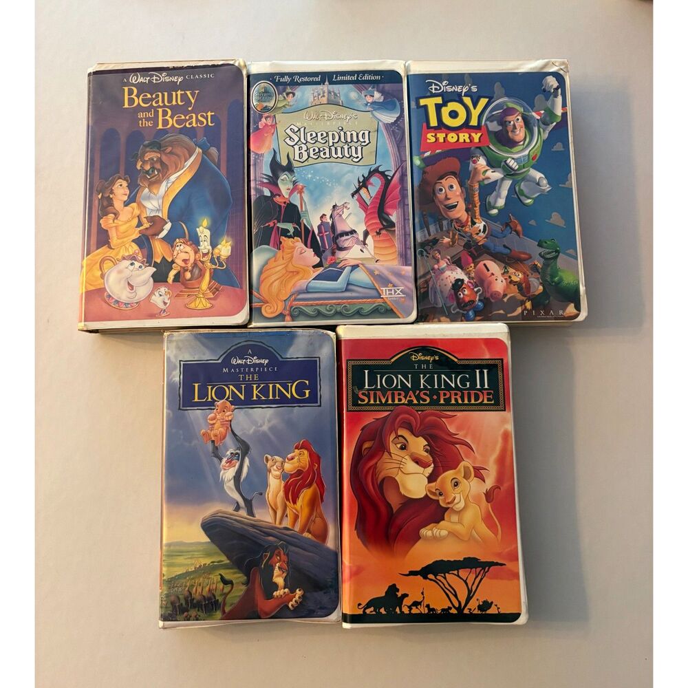 Disney VHS Lot Beauty Beast Sleeping Beauty Lion King Simba’s Toy Story Pixar